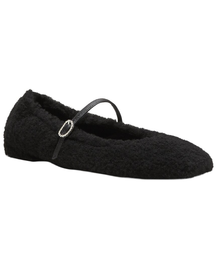 Stuart Weitzman | Womens | Lennox Shearling Flat | Black