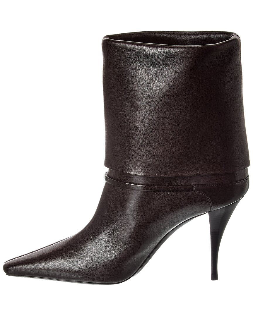 Saint Laurent | Womens | Vicky 90 Leather Bootie | Brown