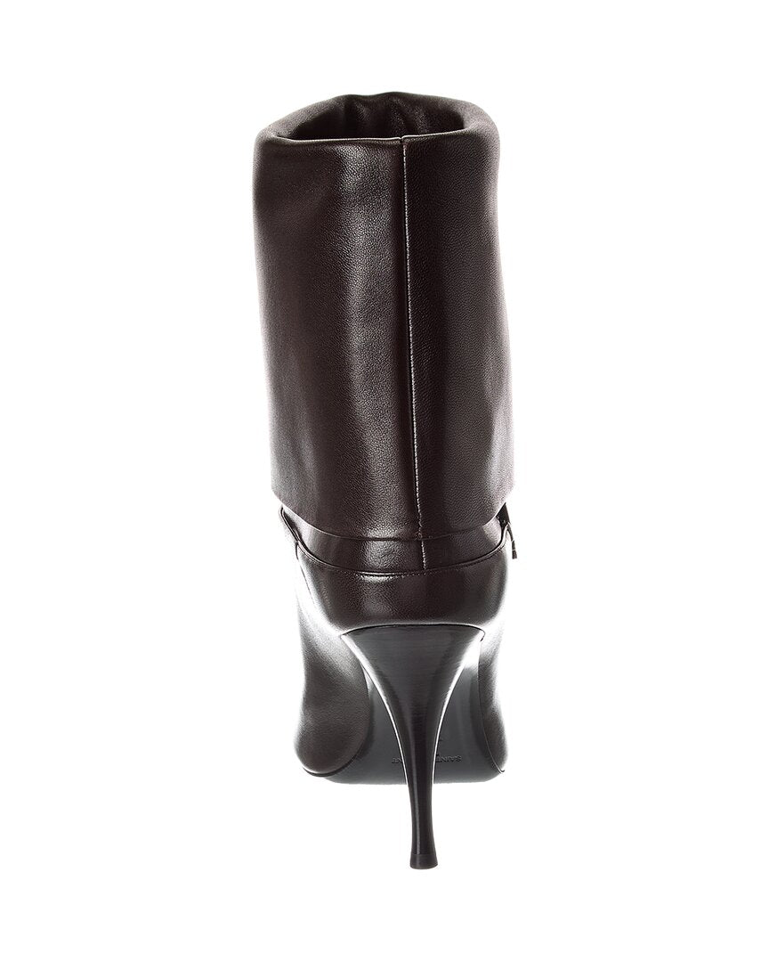 Saint Laurent | Womens | Vicky 90 Leather Bootie | Brown
