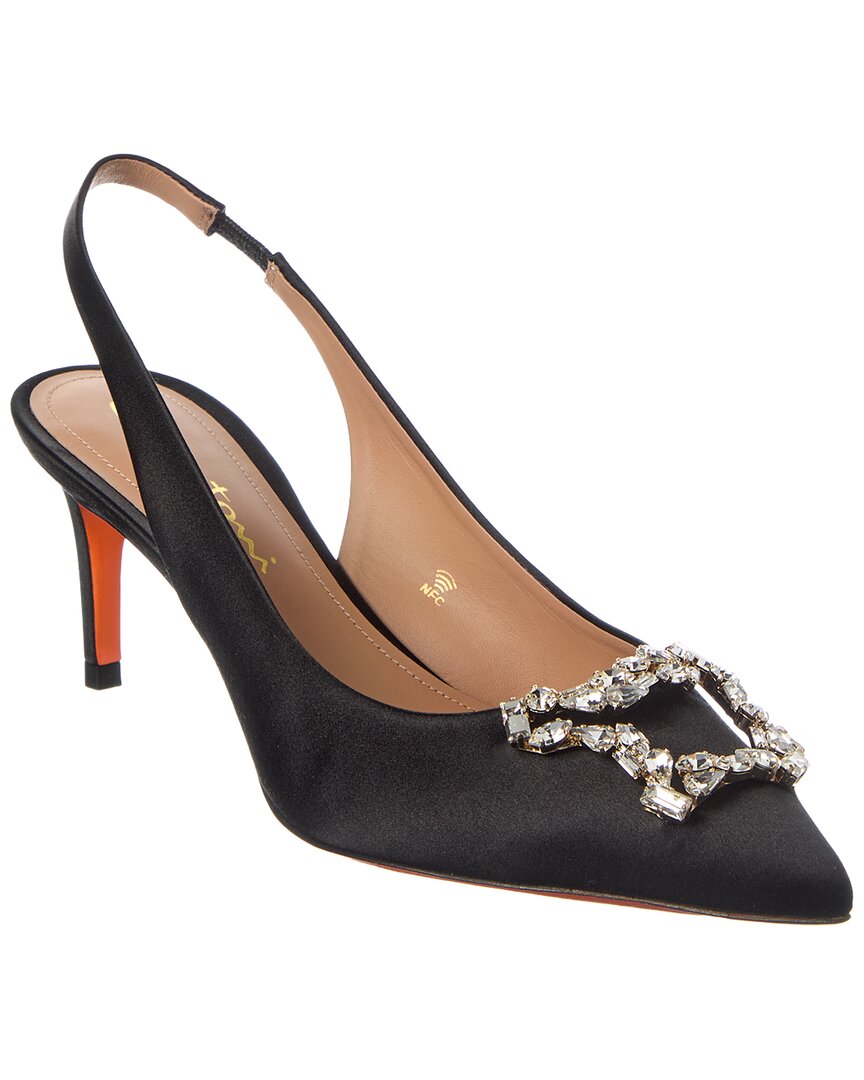 Santoni | Womens | Satin Slingback Pump | Black