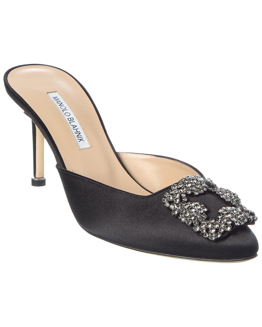 Manolo Blahnik | Womens | Hangisimu 70 Satin Mule | Black