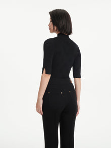 Semi-High Neck Knit Top | Black