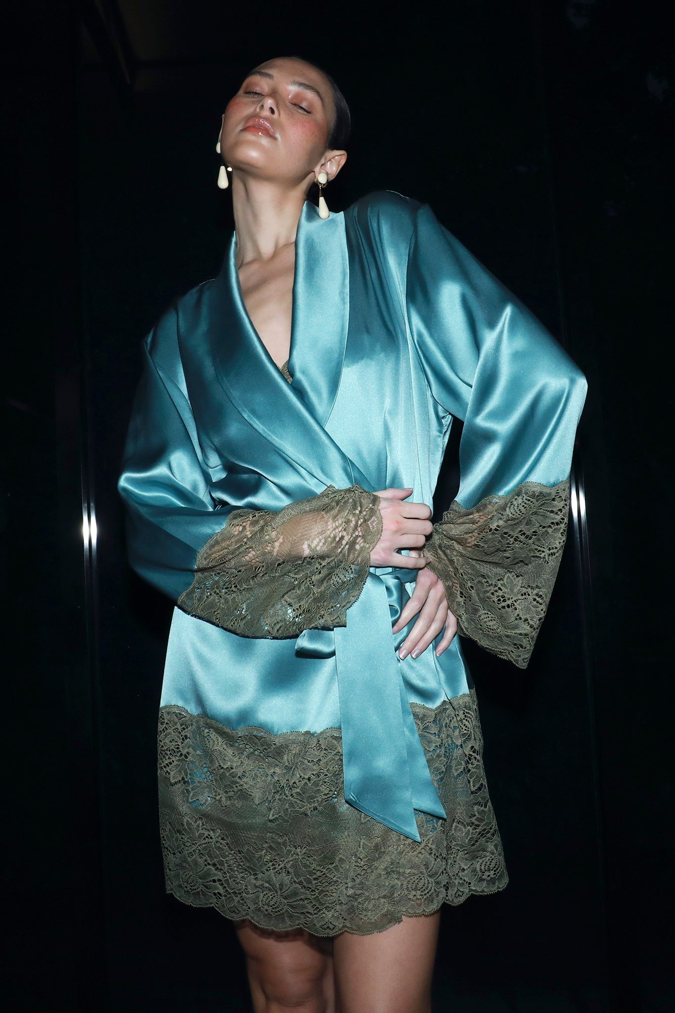 Silk Lace Robe | River