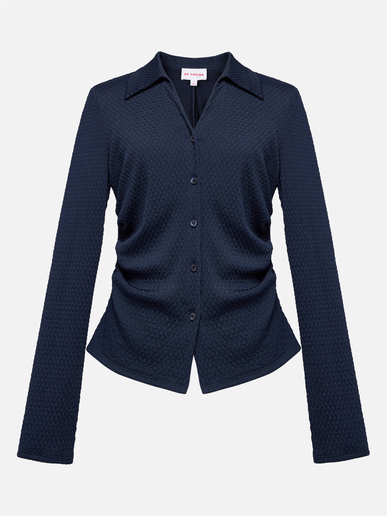 Textured Pleated Shirt | Navy