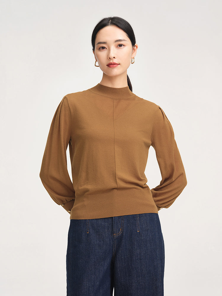 Crewneck Knit Top | Brown