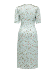 Silk Printed Tea Dress | Green