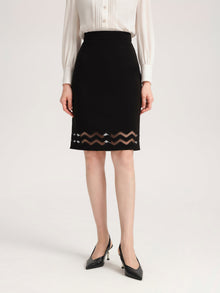 Triacetate Midi Skirt | Black