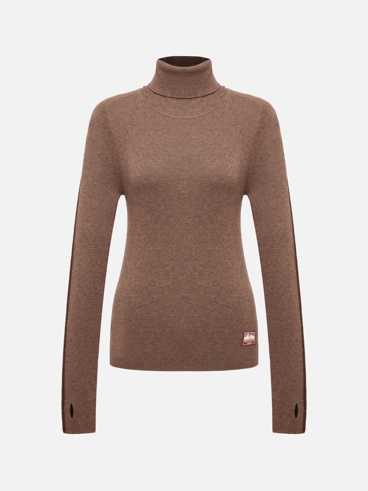 Turtleneck Knit Top | Heather Brown