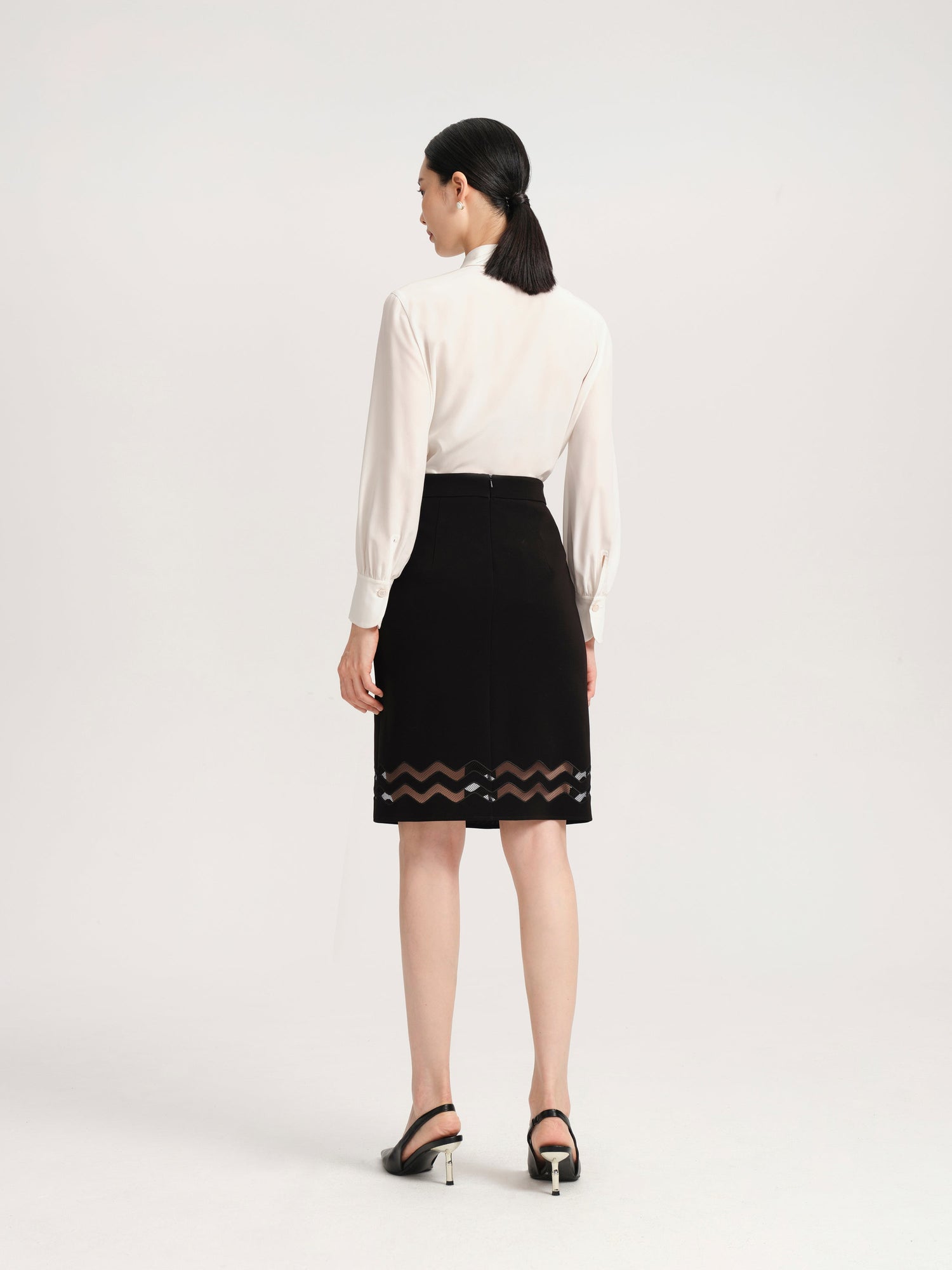 Triacetate Midi Skirt | Black