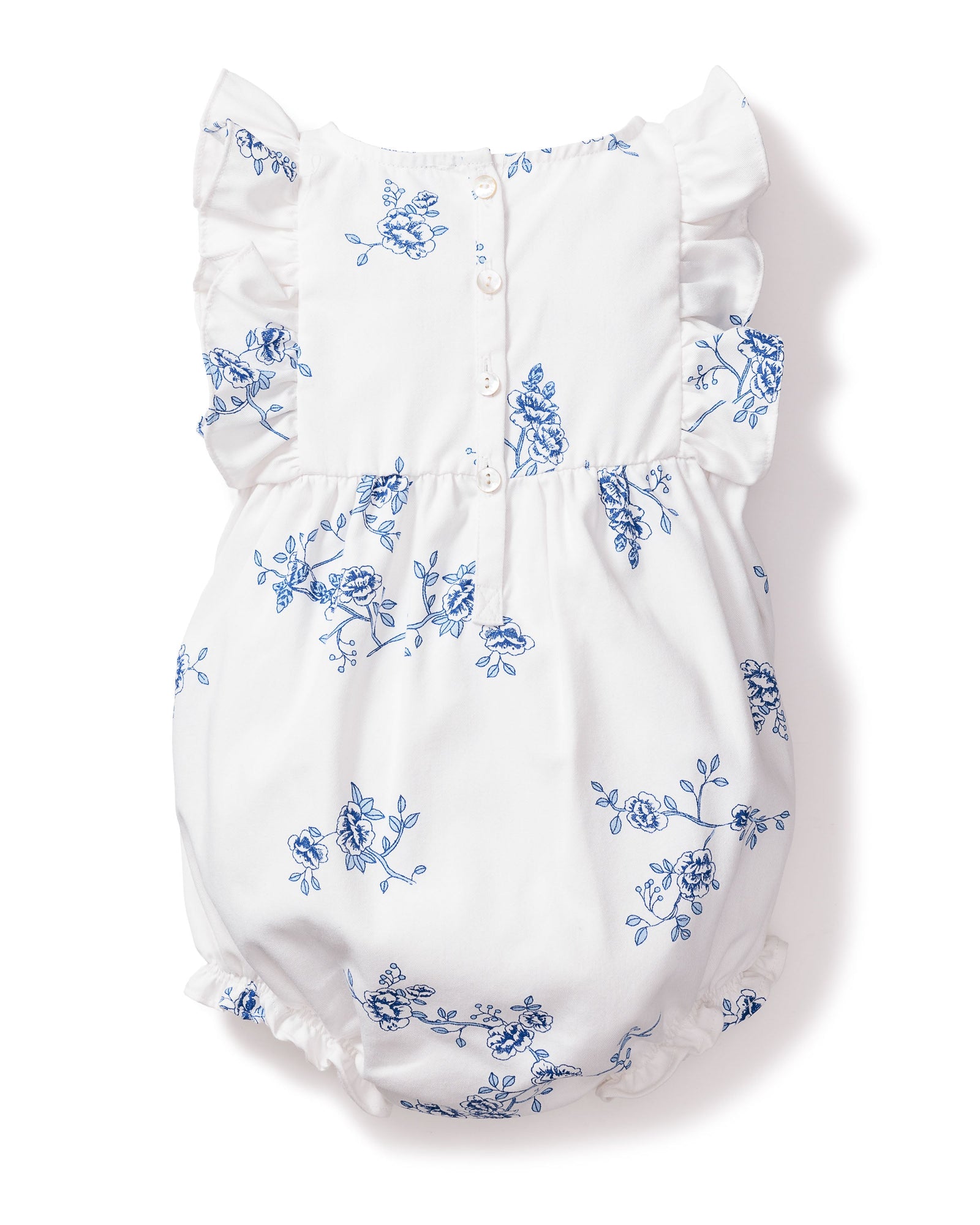 Baby's Twill Ruffled Romper | Indigo Floral