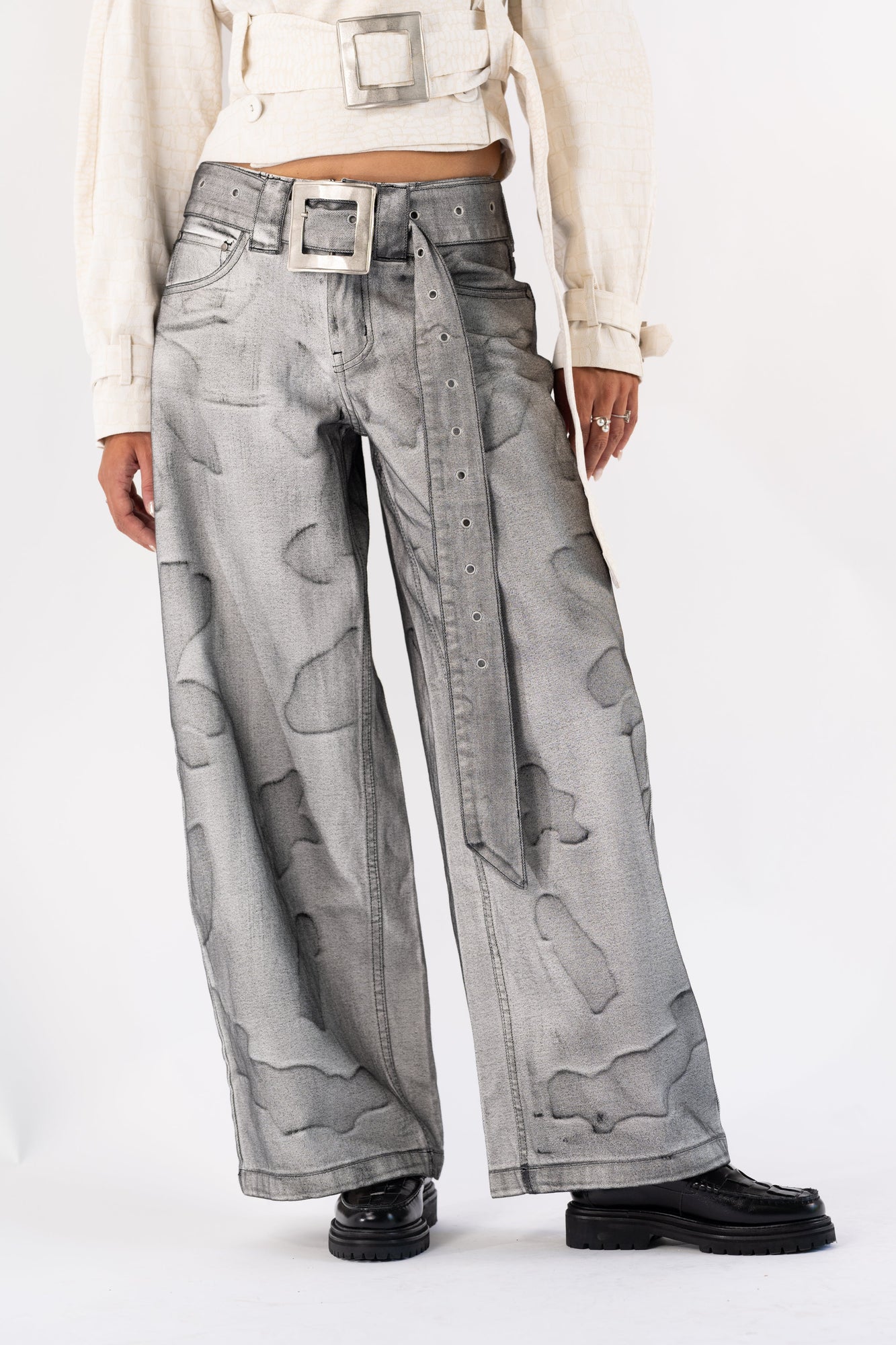 Faria Belted Jeans | Grey