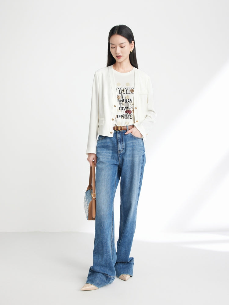 Straight-Leg Wide-Leg Jeans | Blue