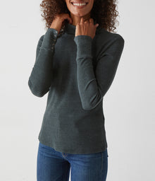 Mara Turtleneck w/ Cuff Snaps | Dark Ivy
