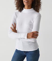 Mara Turtleneck w/ Cuff Snaps | White