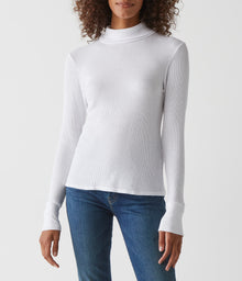 Mara Turtleneck w/ Cuff Snaps | White