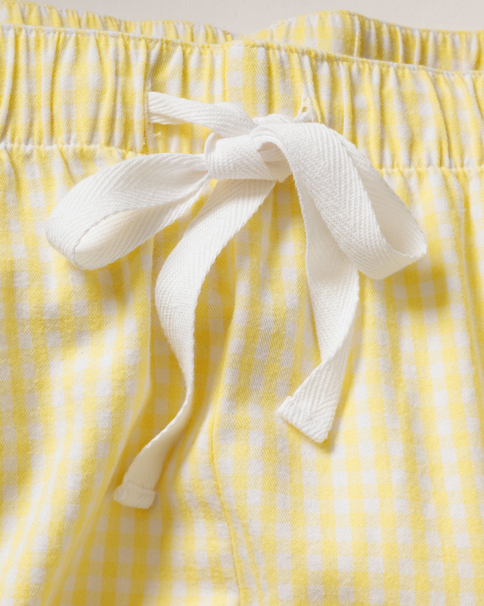 Women's Twill Pajama Short Set | Yellow Gingham