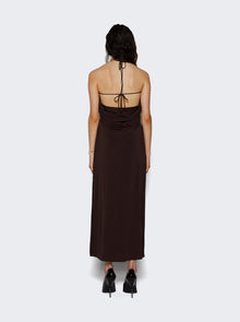 Women | Magda Butrym | Draped Cowl Neck Midi Dress | Brown