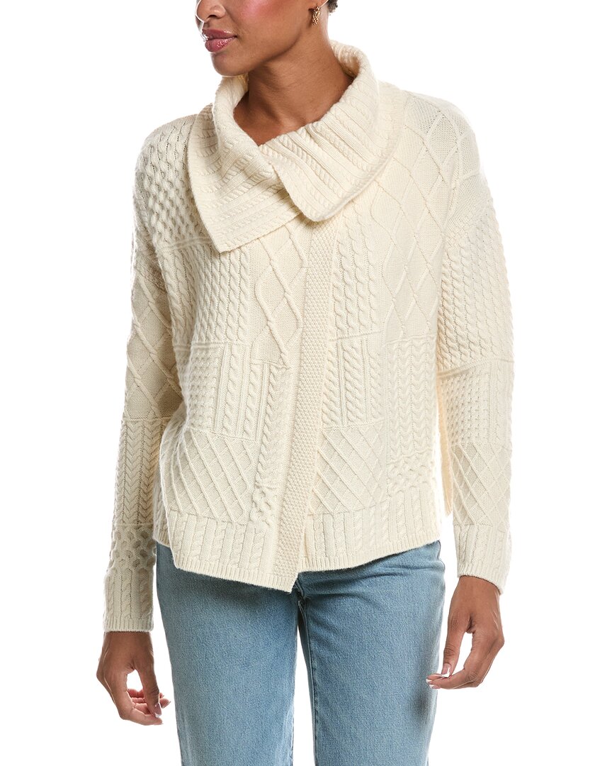 InCashmere | Womens | Textured Wool & Cashmere-Blend Wrap Sweater | White