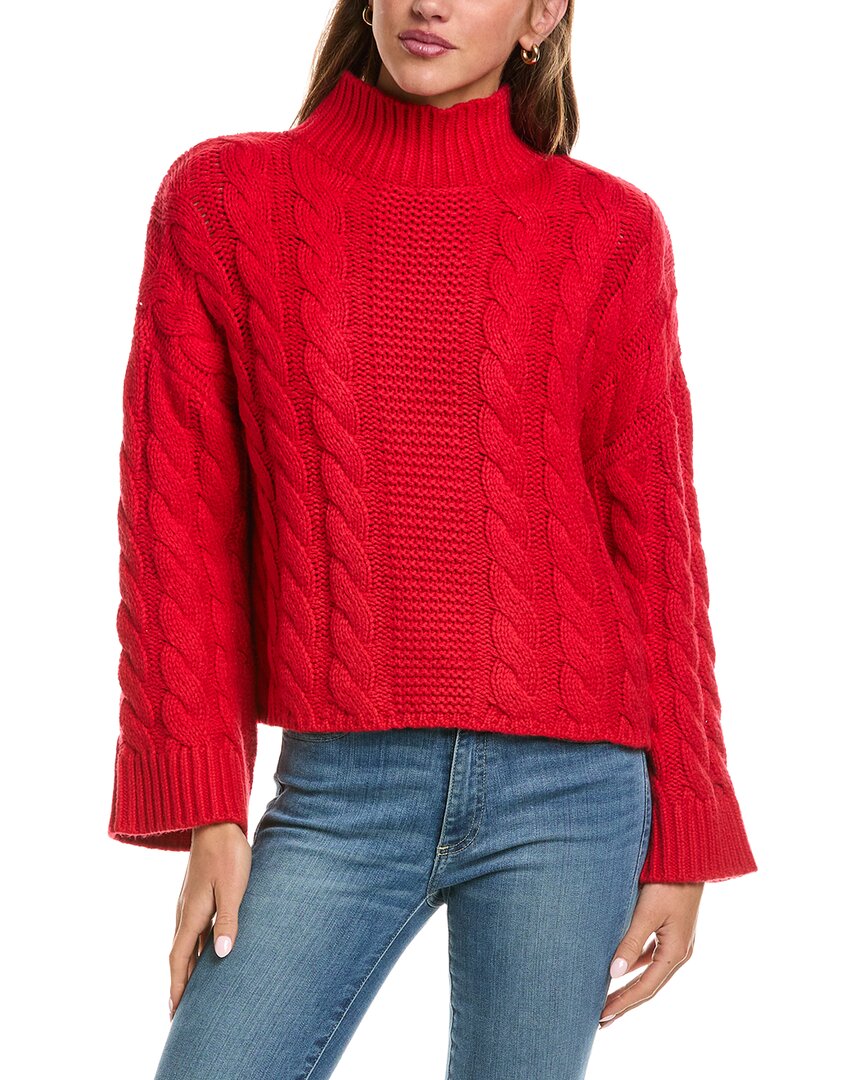 525 America | Womens | Oversized Chunky Cable Mock Neck Sweater | Red