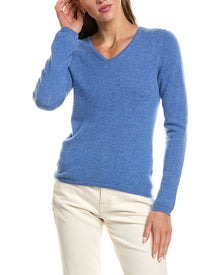 InCashmere | Womens | Basic V-Neck 100% Cashmere Sweater | Blue