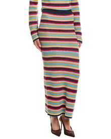 Rowing Blazers | Womens | Stripe Wool & Mohair-Blend Maxi Skirt | Blue