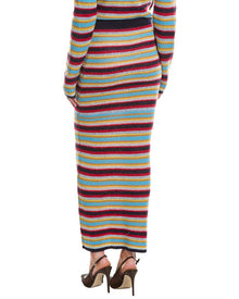 Rowing Blazers | Womens | Stripe Wool & Mohair-Blend Maxi Skirt | Blue