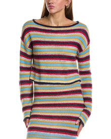 Rowing Blazers | Womens | Stripe Long Sleeve Wool & Mohair-Blend Top | Blue