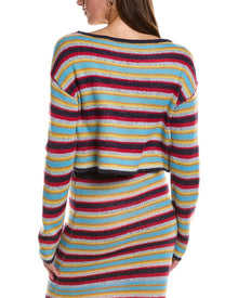 Rowing Blazers | Womens | Stripe Long Sleeve Wool & Mohair-Blend Top | Blue