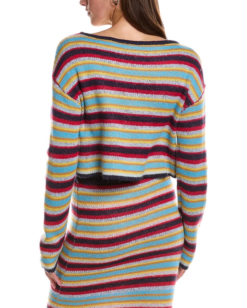 Rowing Blazers | Womens | Stripe Long Sleeve Wool & Mohair-Blend Top | Blue