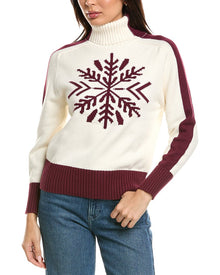 Brodie Cashmere | Womens | Snowflake Roll Neck Cashmere-Blend Sweater | White Multi