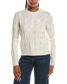Forte Cashmere | Womens | Luxe Cable Crewneck Cashmere Sweater | White