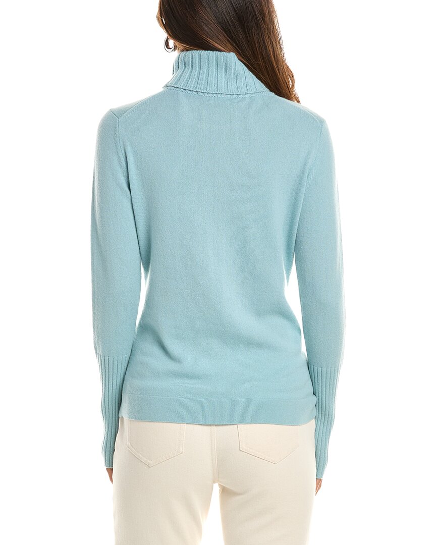 Forte Cashmere | Womens | Chunky Trim Turtleneck 100% Cashmere Sweater | Blue