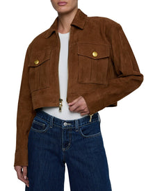L'AGENCE | Womens | Micah Oversized Collared Suede Jacket | Brown