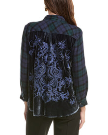 Johnny Was | Womens | Petite Velvet Back Oversized Shirt | Green