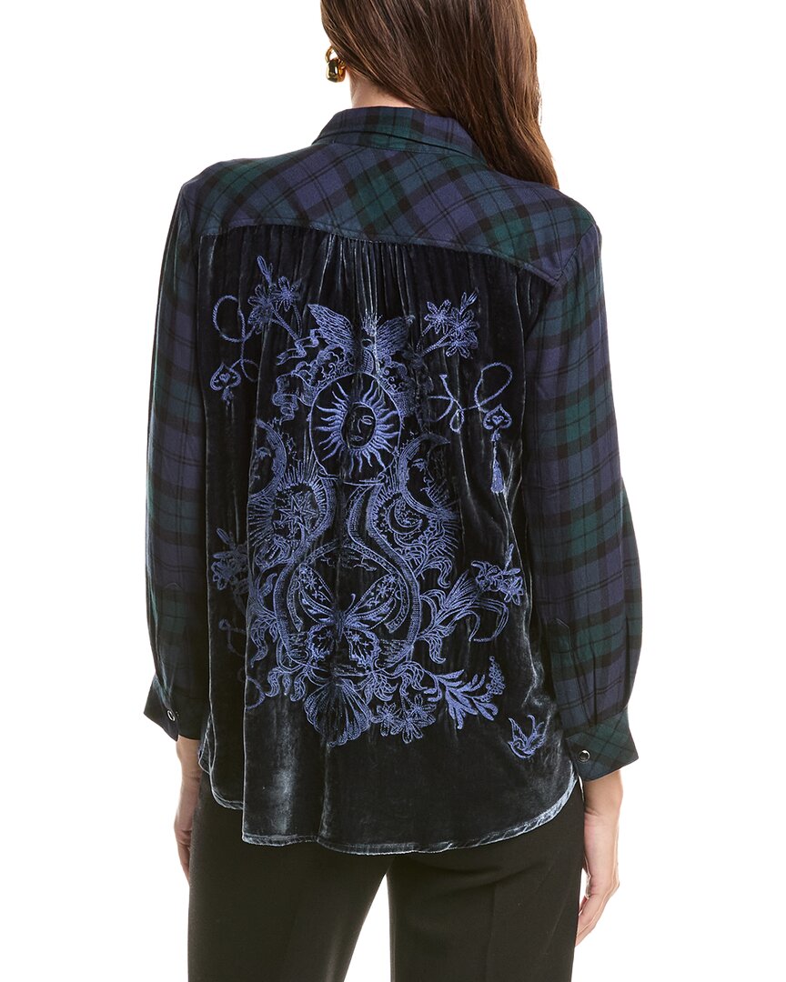 Johnny Was | Womens | Petite Velvet Back Oversized Shirt | Green