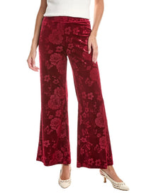 Johnny Was | Womens | Embossed Stretch Velvet Wide Leg Pant | Red