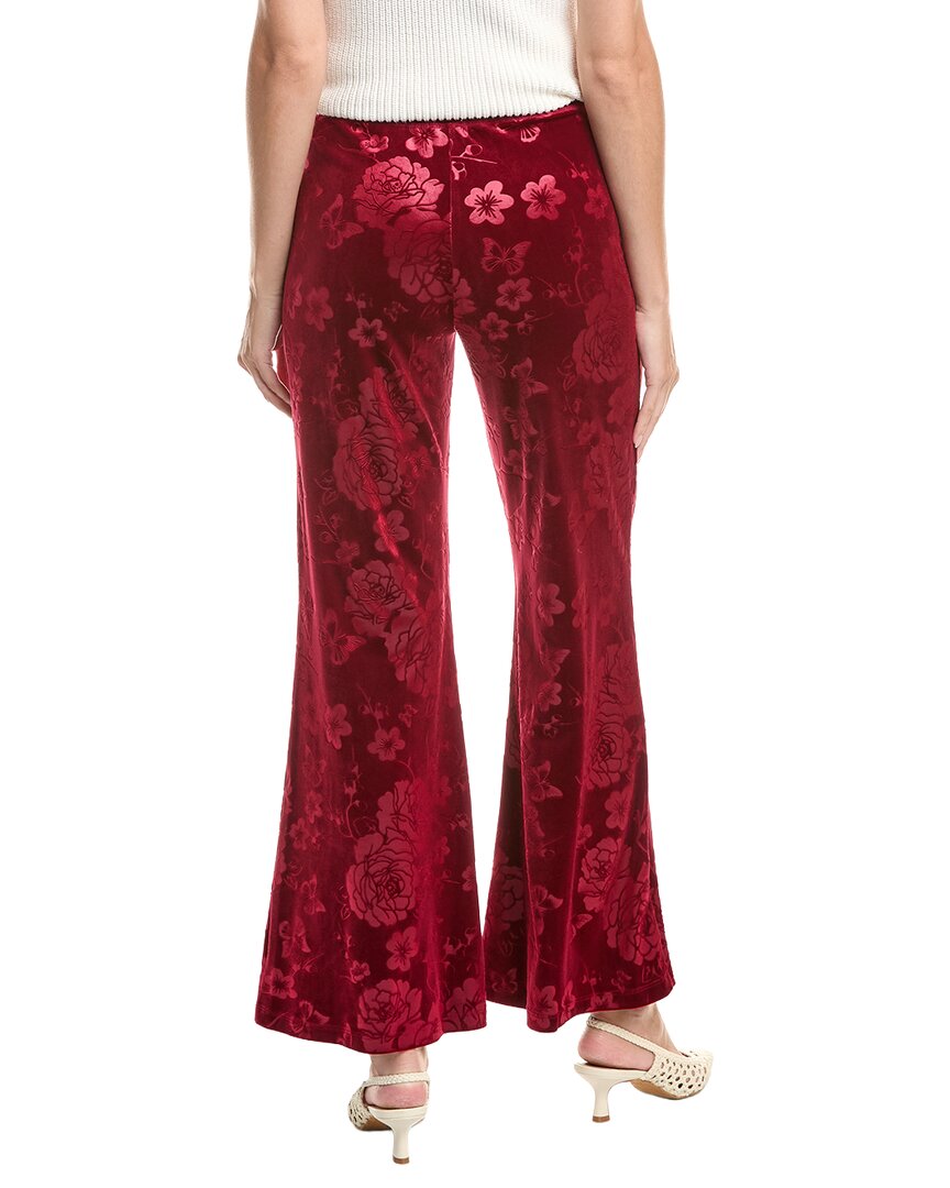 Johnny Was | Womens | Embossed Stretch Velvet Wide Leg Pant | Red
