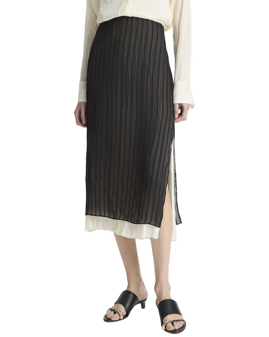 Vince | Womens | Layered Stripe Pencil Skirt | Black