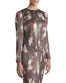 Vince | Womens | Lilac Printed Micro Pleated Top | red multi
