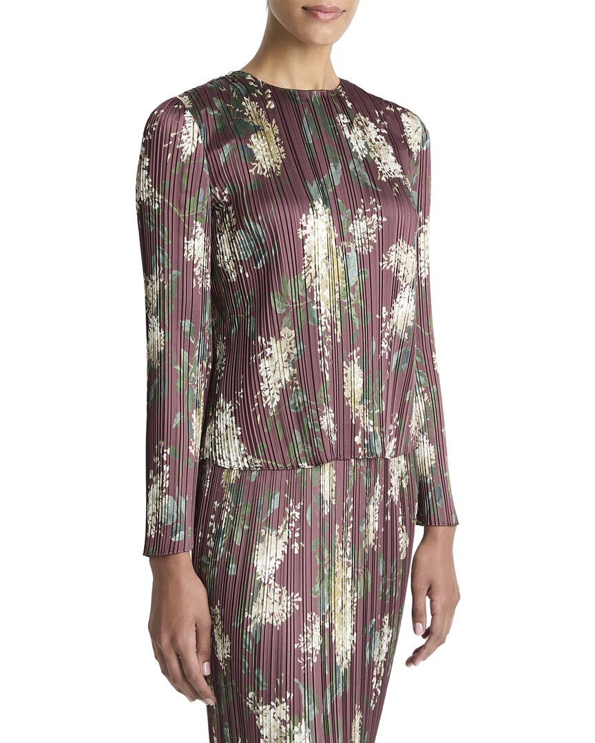 Vince | Womens | Lilac Printed Micro Pleated Top | red multi