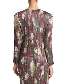 Vince | Womens | Lilac Printed Micro Pleated Top | red multi