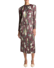 Vince | Womens | Lilac Printed Micro Pleated Top | red multi