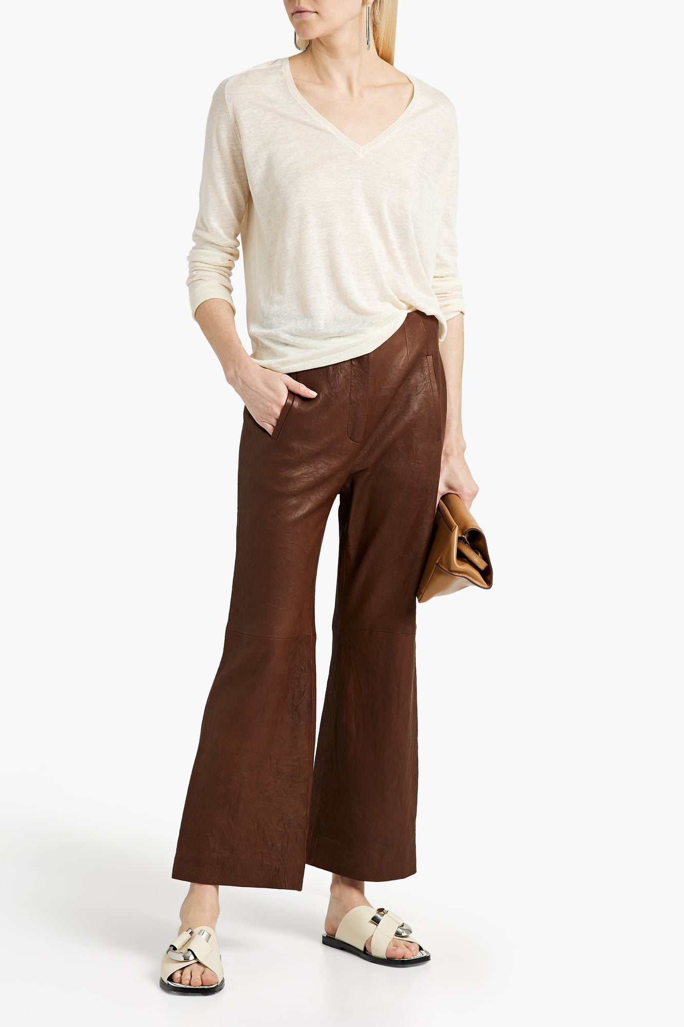 Women | Theory | V-Neck Sweaters | Ecru