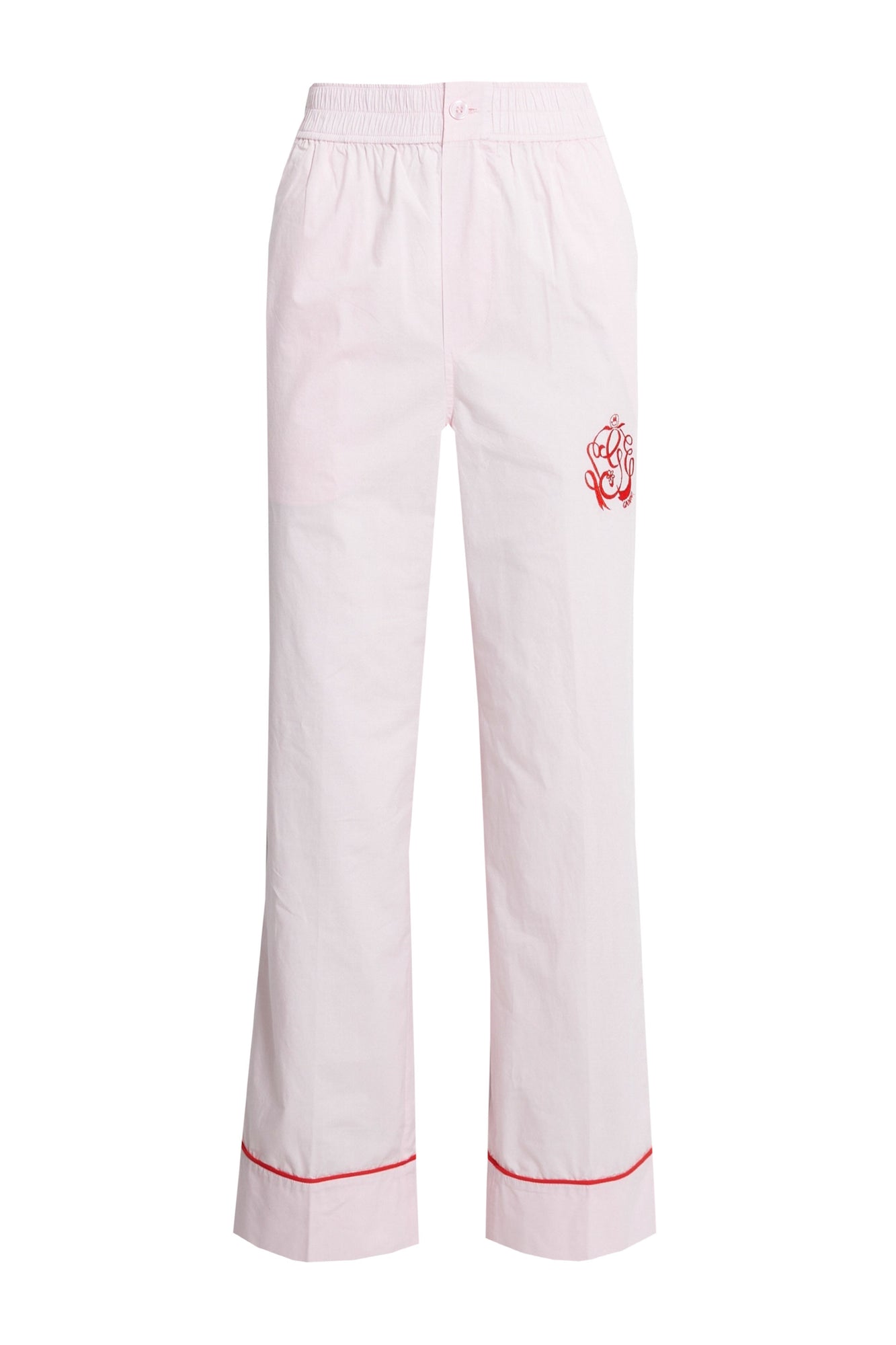 Women | Ganni | Straight Leg Pants | Pastel Pink
