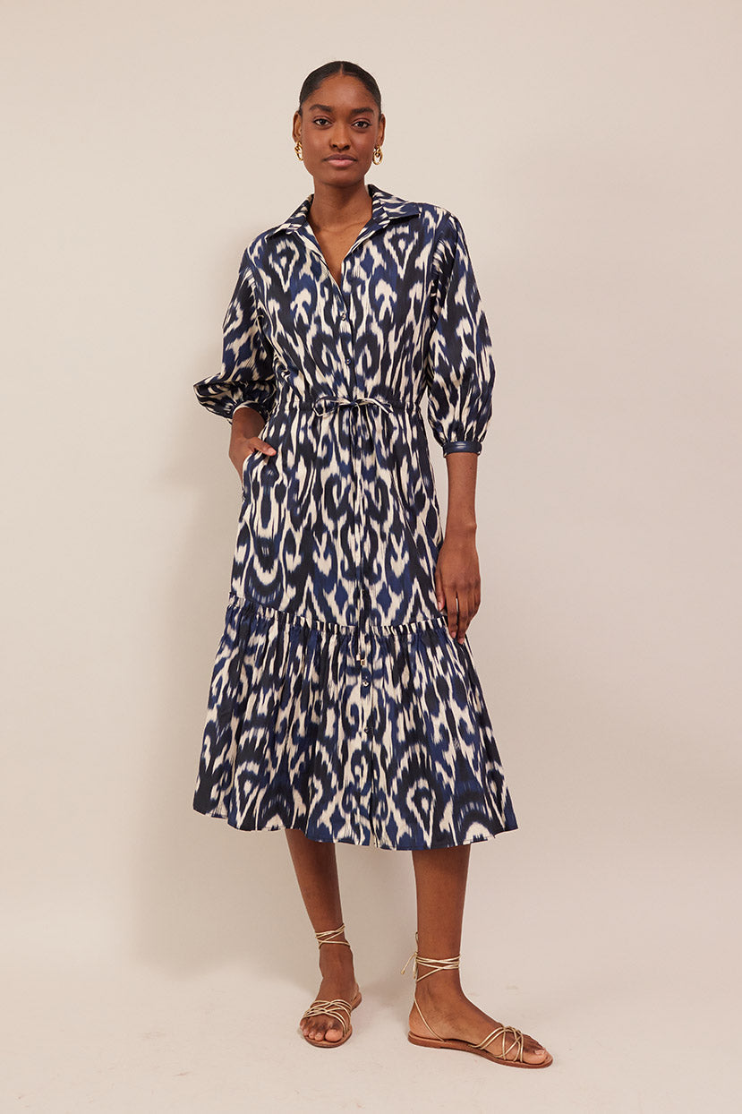 Hutton Dress | Ikat Navy