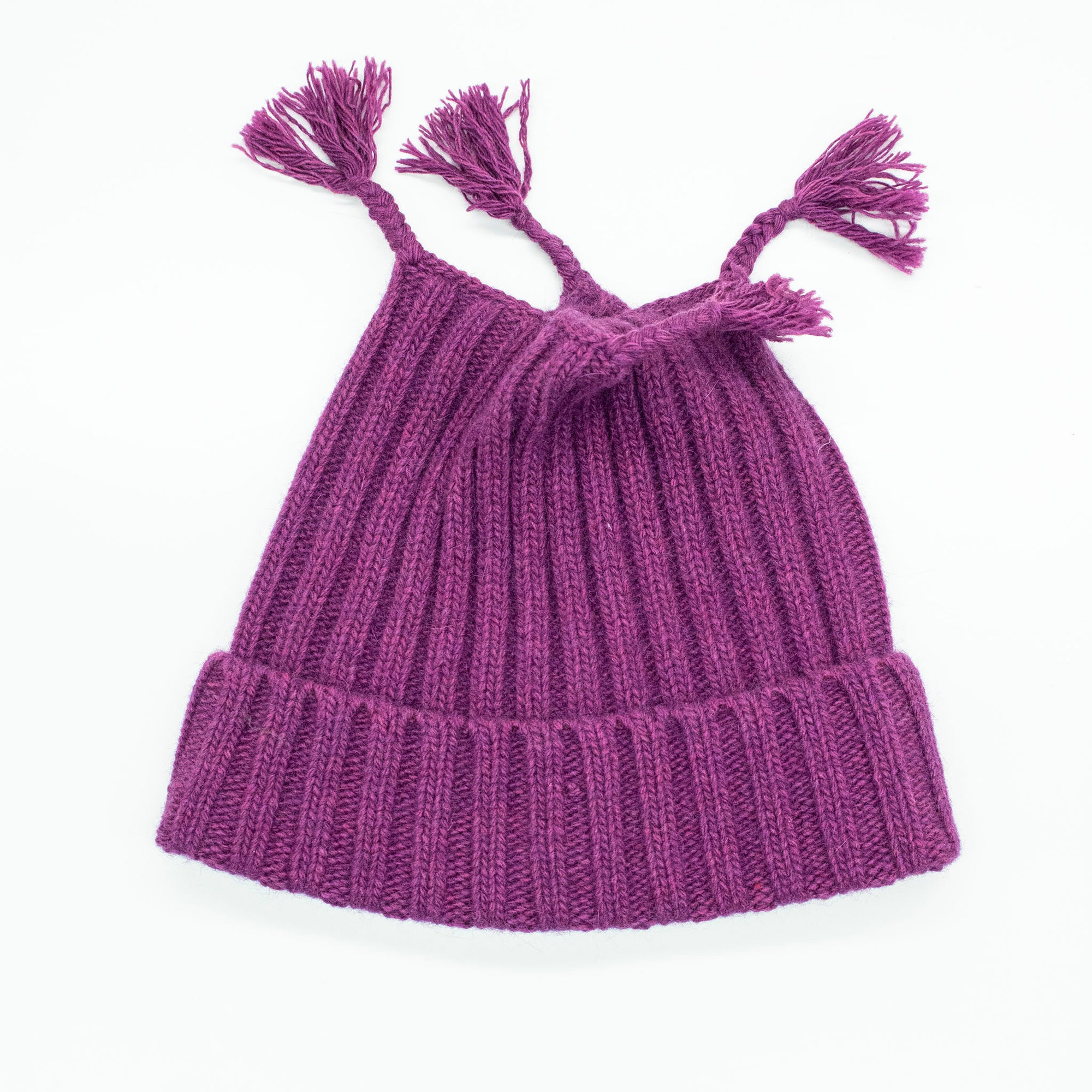 Kids | Chunky Hat with Tassles | Plum