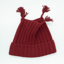 Kids | Chunky Hat with Tassles | Cordovan Red
