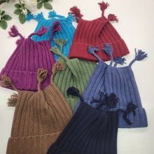 Kids | Chunky Hat with Tassles | Cordovan Red