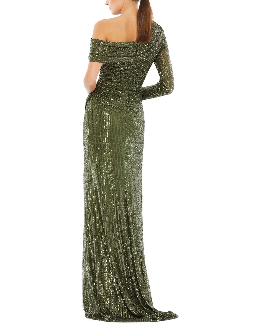 Mac Duggal | Womens | Sequined Drop Shoulder Faux Wrap Gown | Green