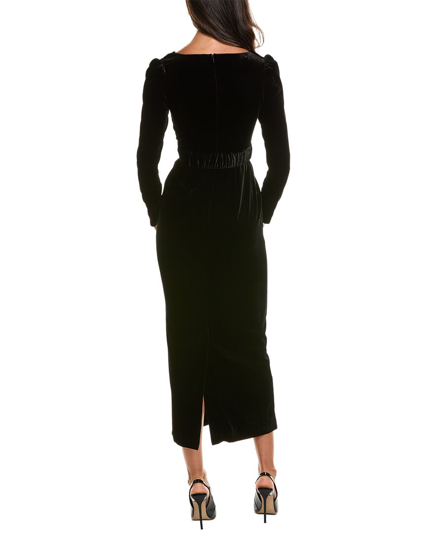 SALONI | Womens | Jinx Stretch Velvet Silk-Blend Midi Dress | Black